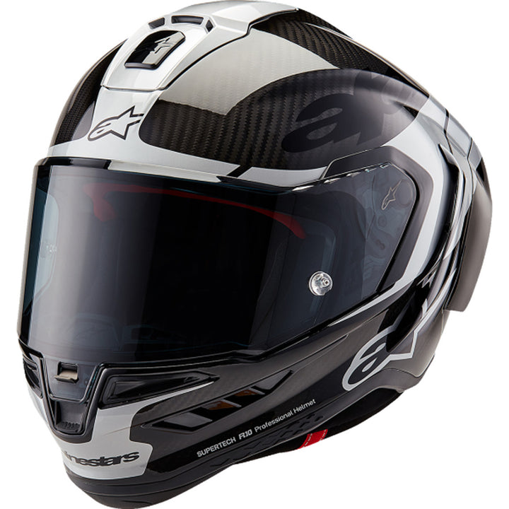 Alpinestars Supertech R10 Element Helmet Carbon/Silver/Black - Front Left Side View