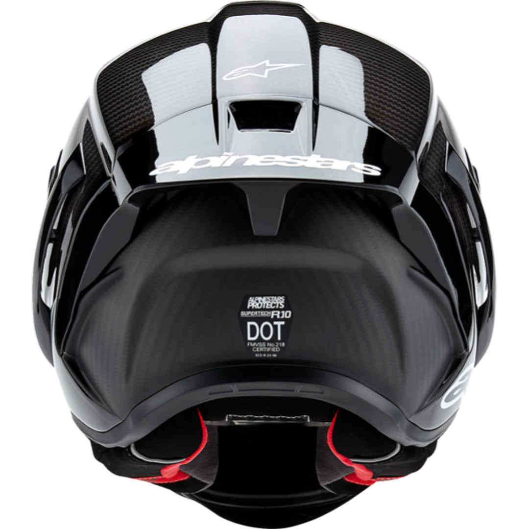 Alpinestars Supertech R10 Solid Helmet Carbon Black - Rear View