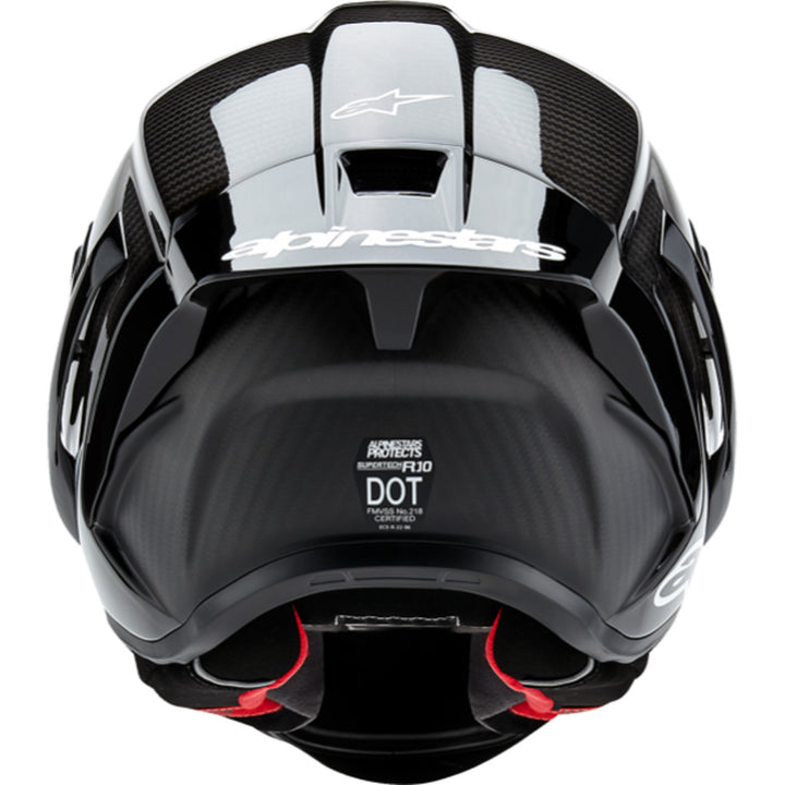 Alpinestars Supertech R10 Solid Helmet Carbon Black - Rear View