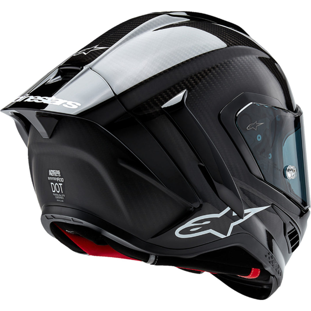 Alpinestars Supertech R10 Solid Helmet Carbon Black - Rear Right Side View