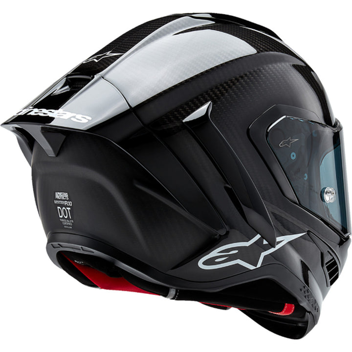 Alpinestars Supertech R10 Solid Helmet Carbon Black - Rear Right Side View