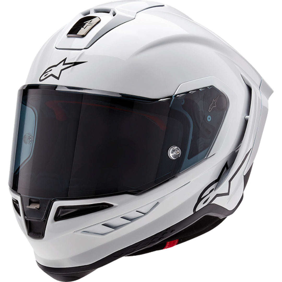 Alpinestars Supertech R10 Solid Helmet Gloss White - Front Left Side View