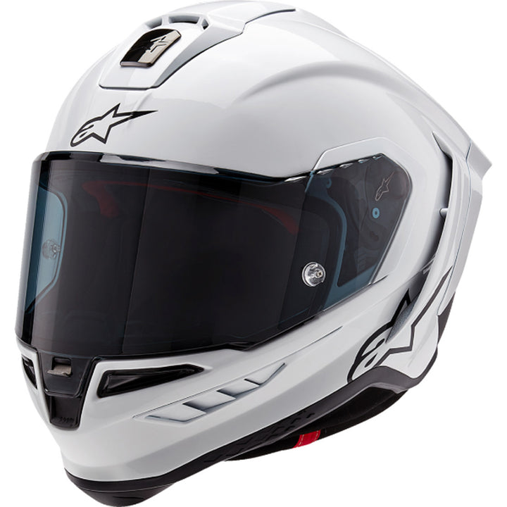Alpinestars Supertech R10 Solid Helmet Gloss White - Front Left Side View