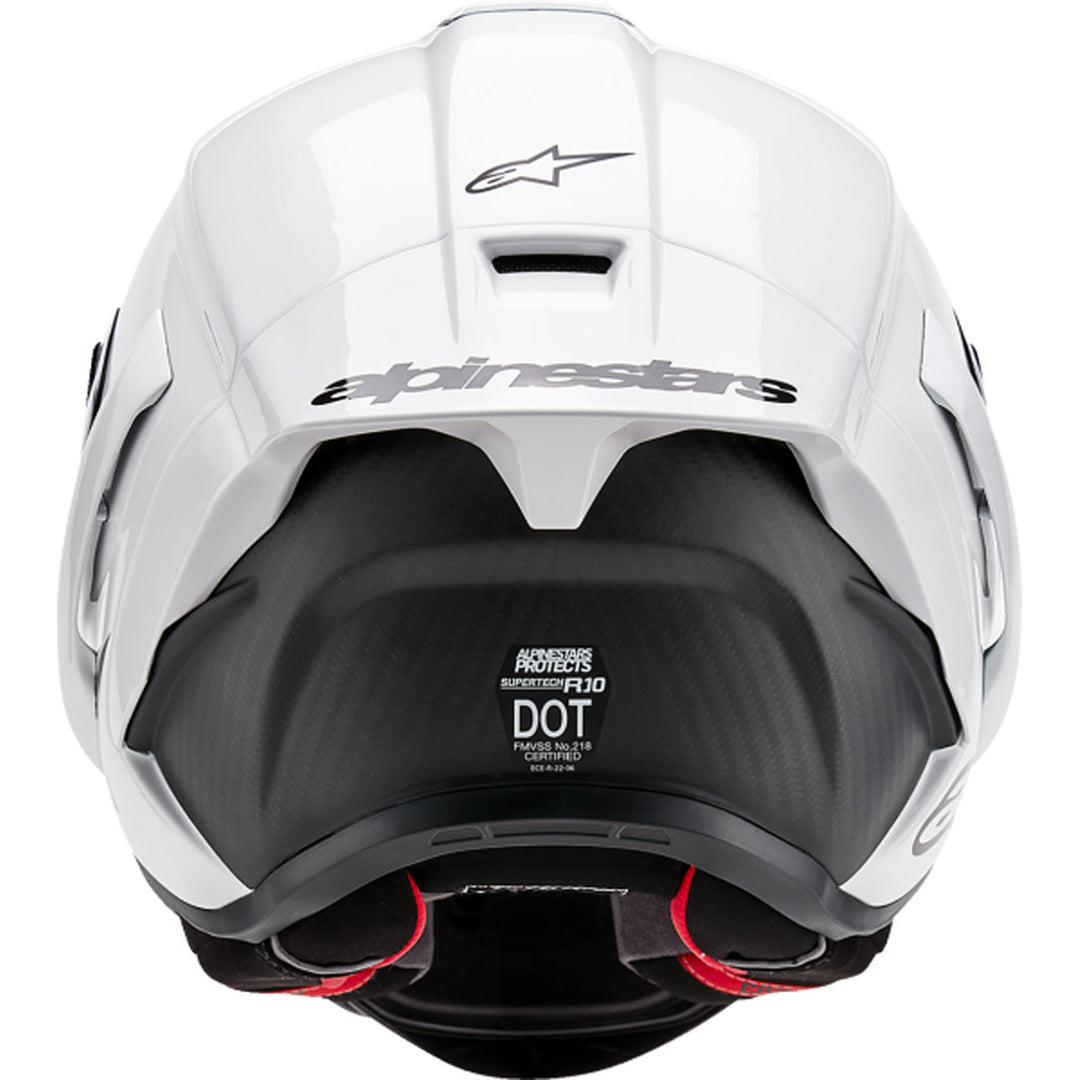 Alpinestars Supertech R10 Solid Helmet Gloss White - Rear View