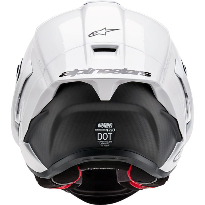 Alpinestars Supertech R10 Solid Helmet Gloss White - Rear View