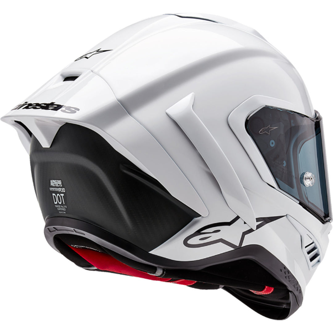 Alpinestars Supertech R10 Solid Helmet Gloss White - Rear Right Side View