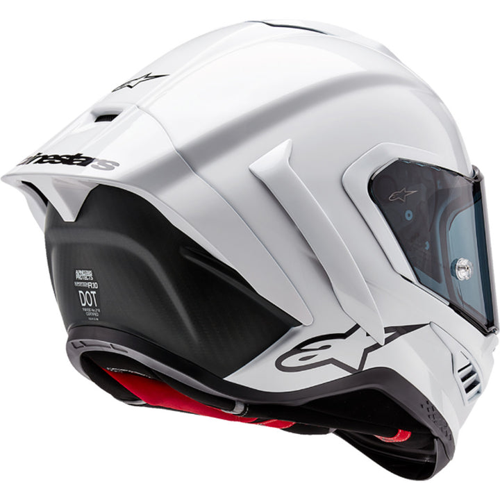 Alpinestars Supertech R10 Solid Helmet Gloss White - Rear Right Side View
