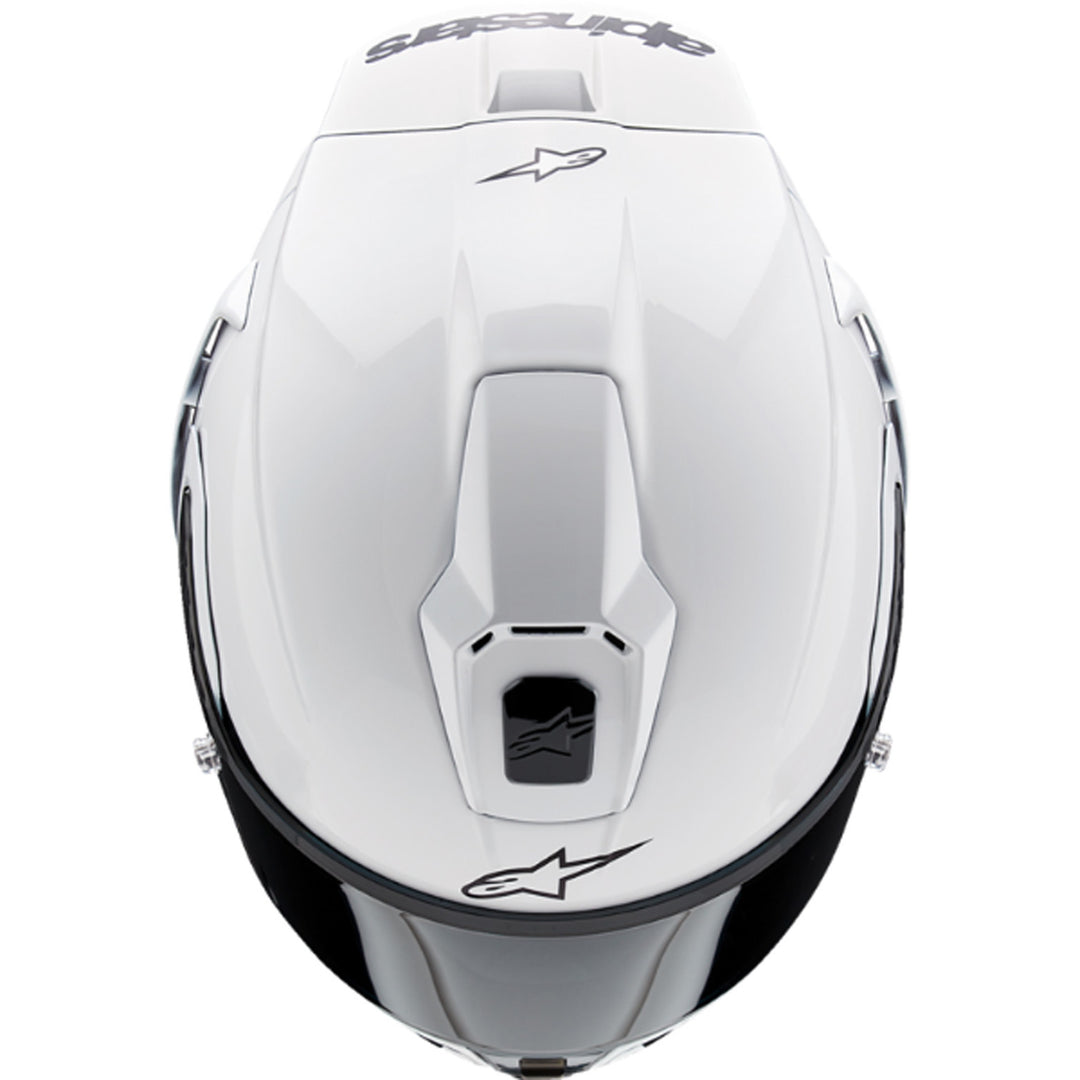 Alpinestars Supertech R10 Solid Helmet Gloss White - Top Down View