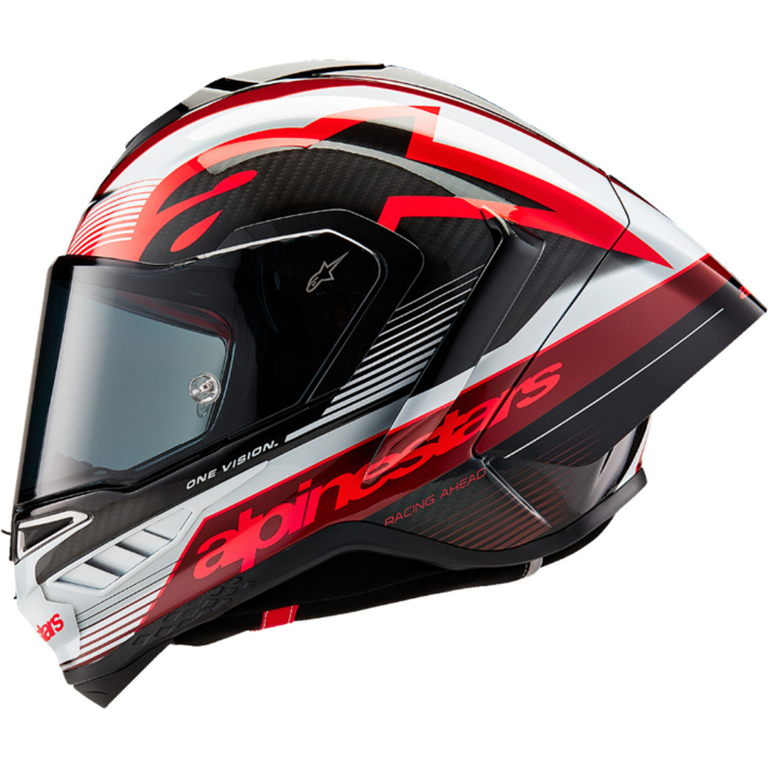 Alpinestars Supertech R10 Team Helmet Black/Carbon Red/Gloss White - Left Side View
