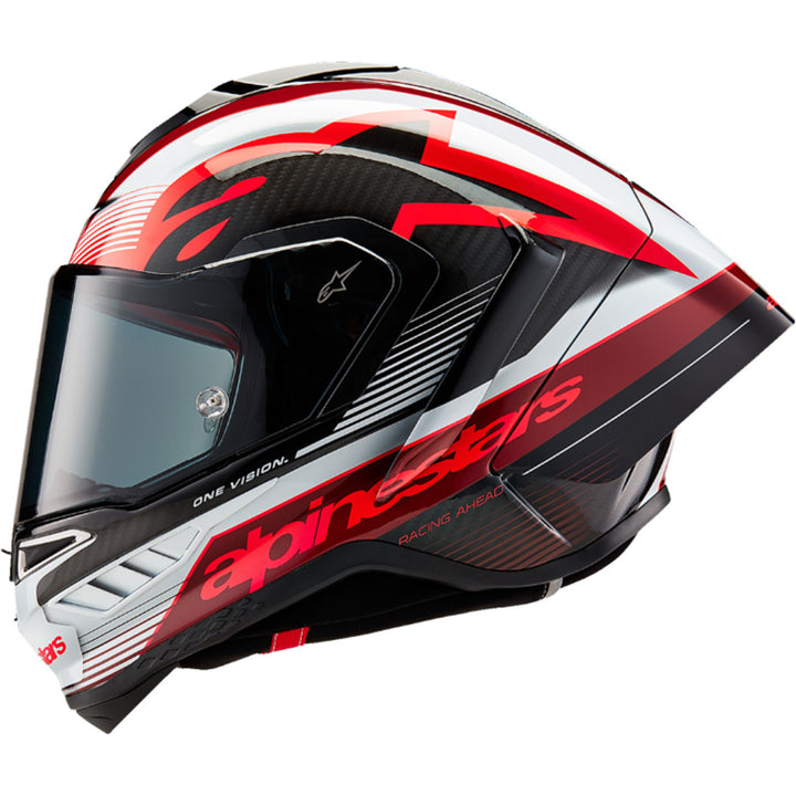Alpinestars Supertech R10 Team Helmet Black/Carbon Red/Gloss White - Left Side View