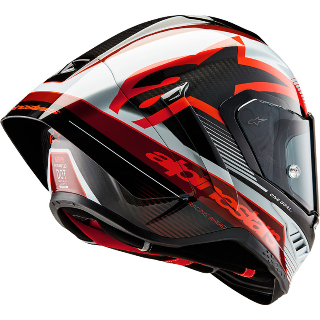Alpinestars Supertech R10 Team Helmet Black/Carbon Red/Gloss White - Rear Right Side View