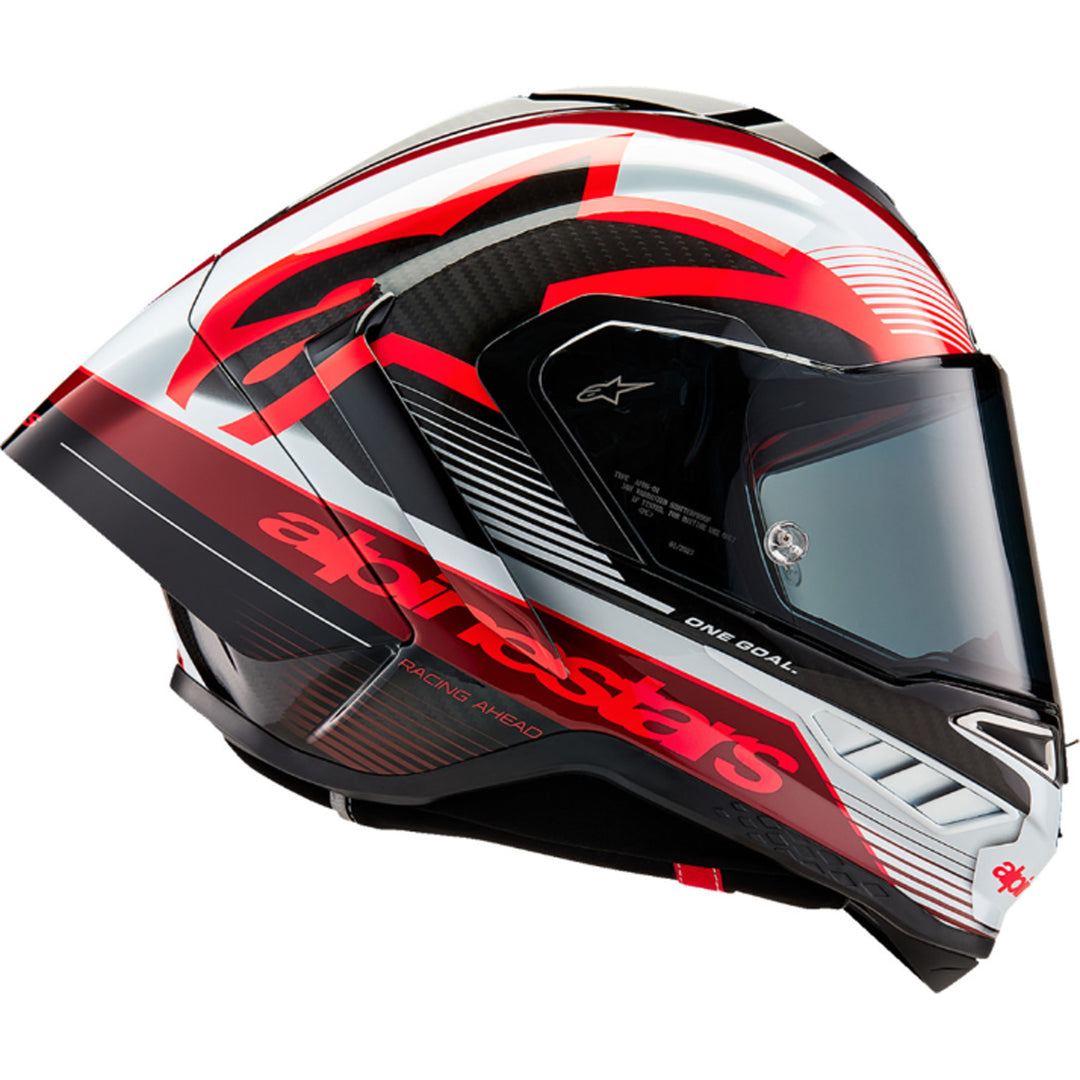 Alpinestars Supertech R10 Team Helmet Black/Carbon Red/Gloss White - Right Side View