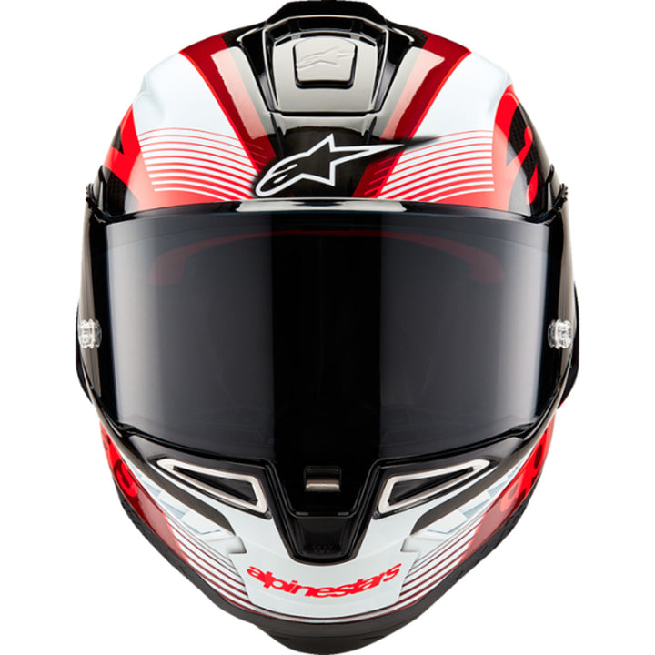 Alpinestars Supertech R10 Team Helmet Black/Carbon Red/Gloss White - Front View