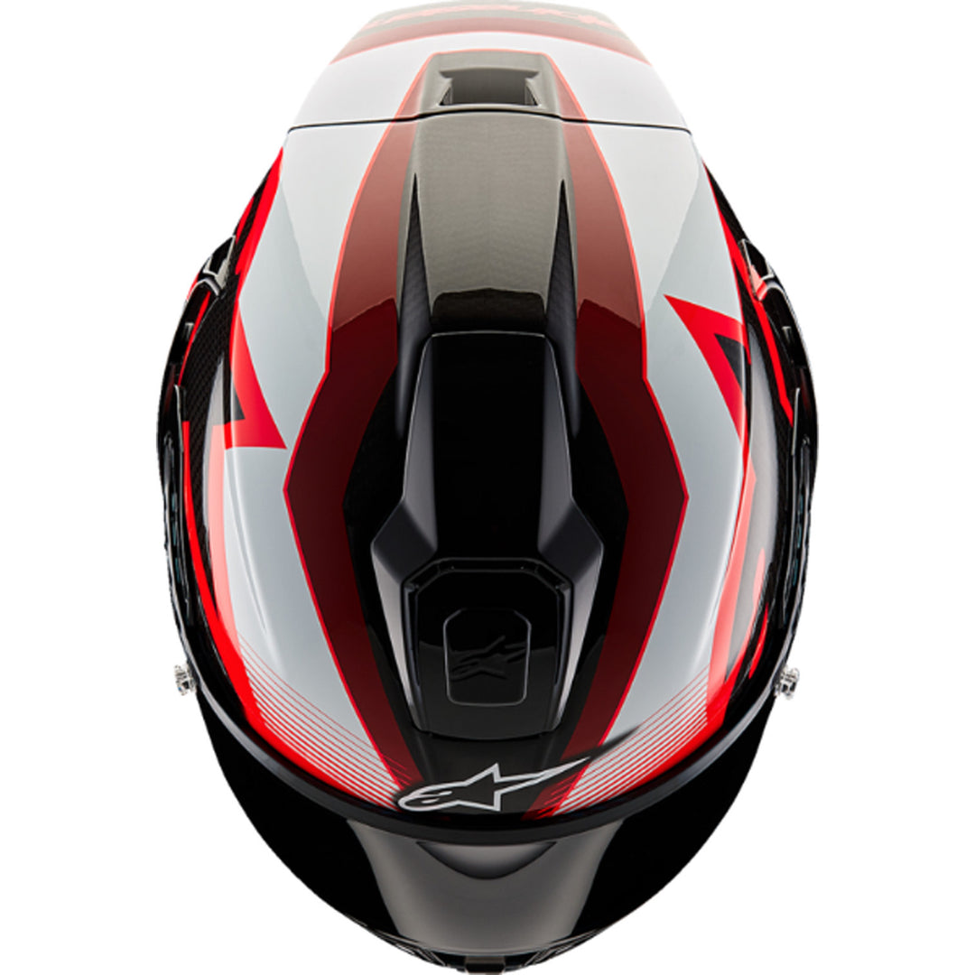 Alpinestars Supertech R10 Team Helmet Black/Carbon Red/Gloss White - Top Down View