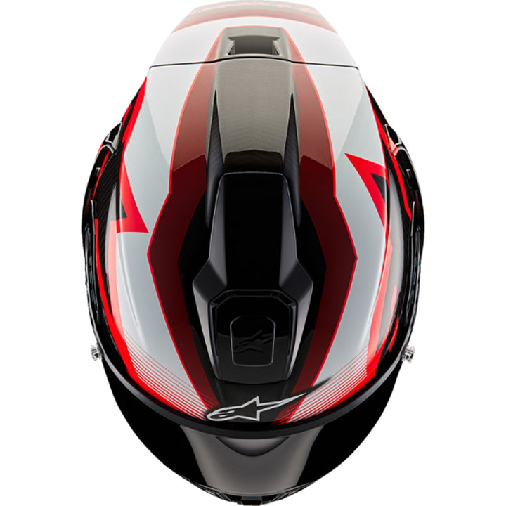 Alpinestars Supertech R10 Team Helmet Black/Carbon Red/Gloss White - Top Down View