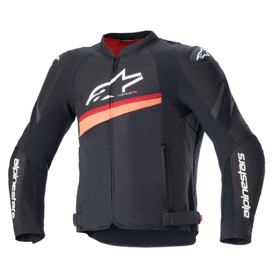 Alpinestars T-GP Plus R V4 Airflow Jacket Black/Red Fluo - Front View