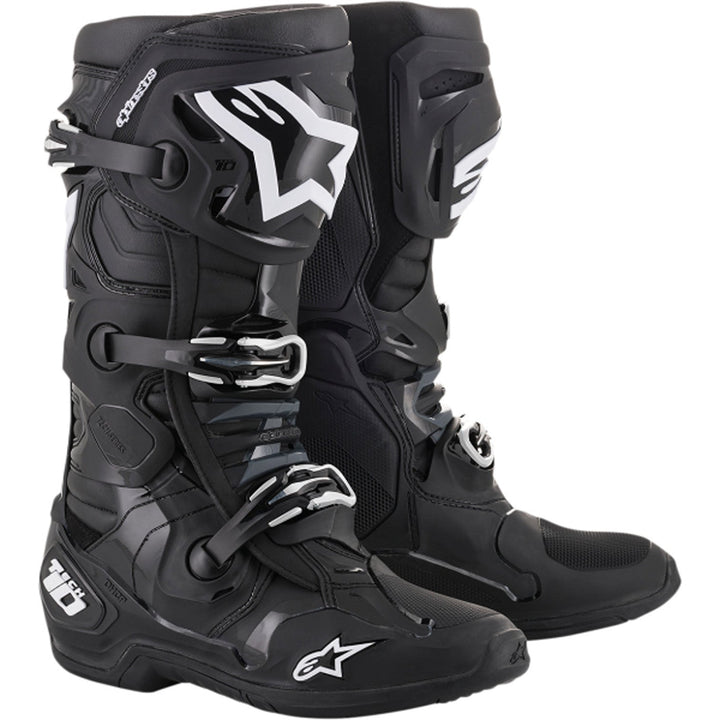 Alpinestars Tech 10 Boots Black - Front Side View of Pair