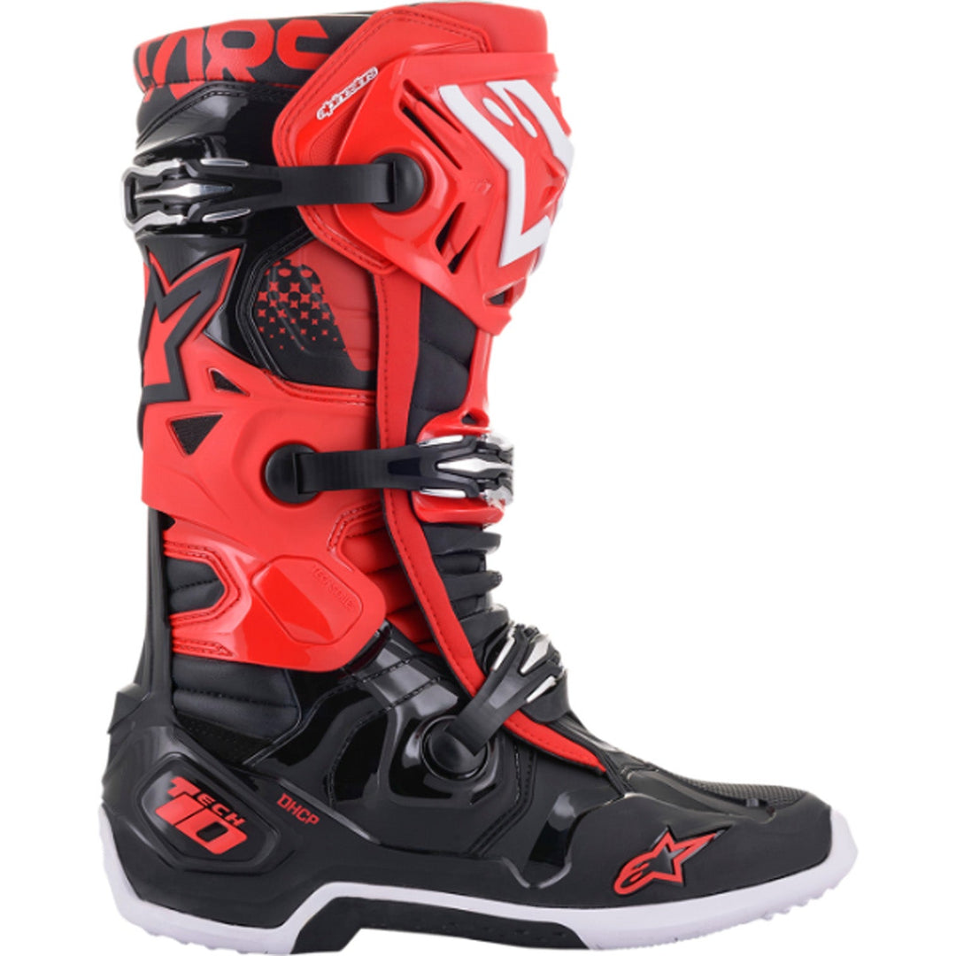 Alpinestars Tech 10 Boots Black/Red - Outer Side View