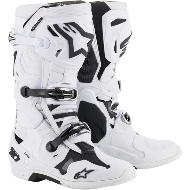 Alpinestars Tech 10 Boots White - Front Side View of Pair