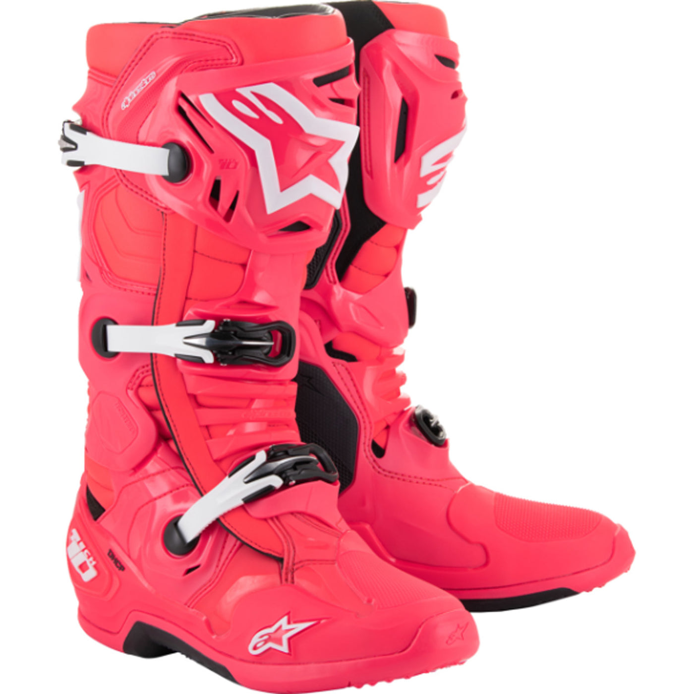 Alpinestars Tech 10 Limited Edition Diva Boots Pink/White - Front Side View of Pair