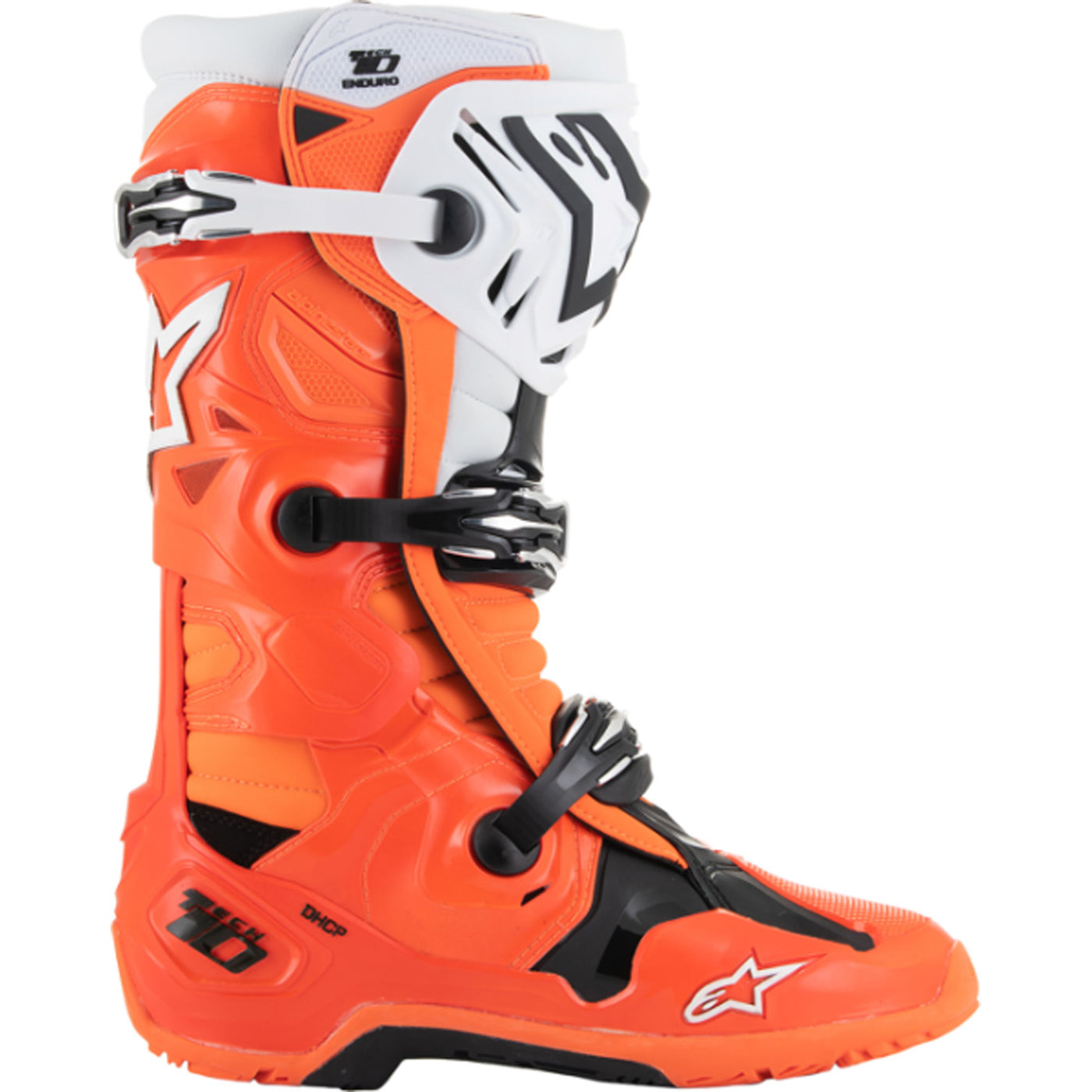 Alpinestars Tech 10 Enduro Boots Fluorescent Orange/Black/White - Outer Side View