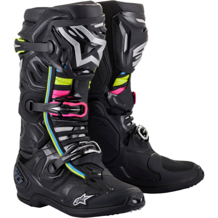 Alpinestars Tech 10 Supervented Boots Black Hue - Front Side View of Pair