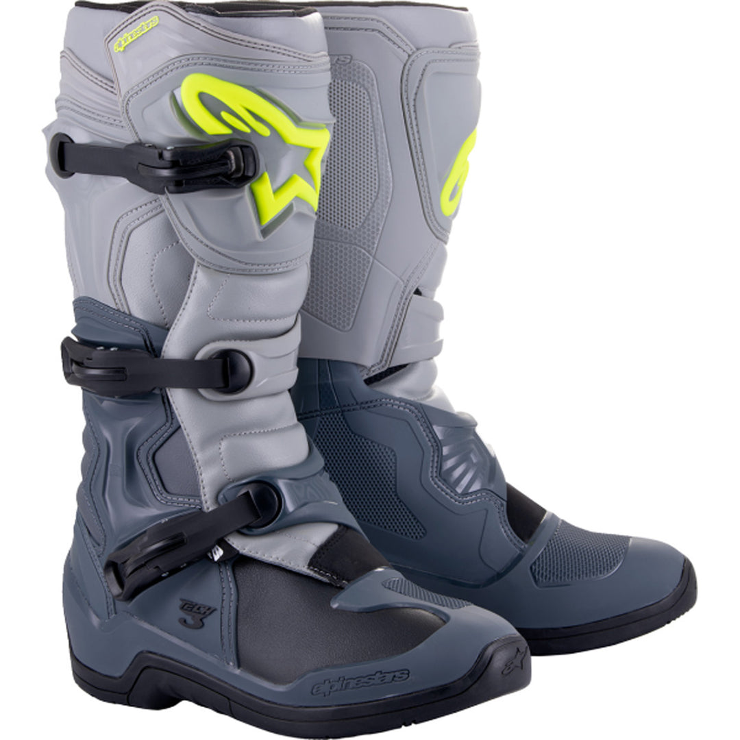 Alpinestars Tech 3 MX Boots Gray/Black - Front Side View of Pair