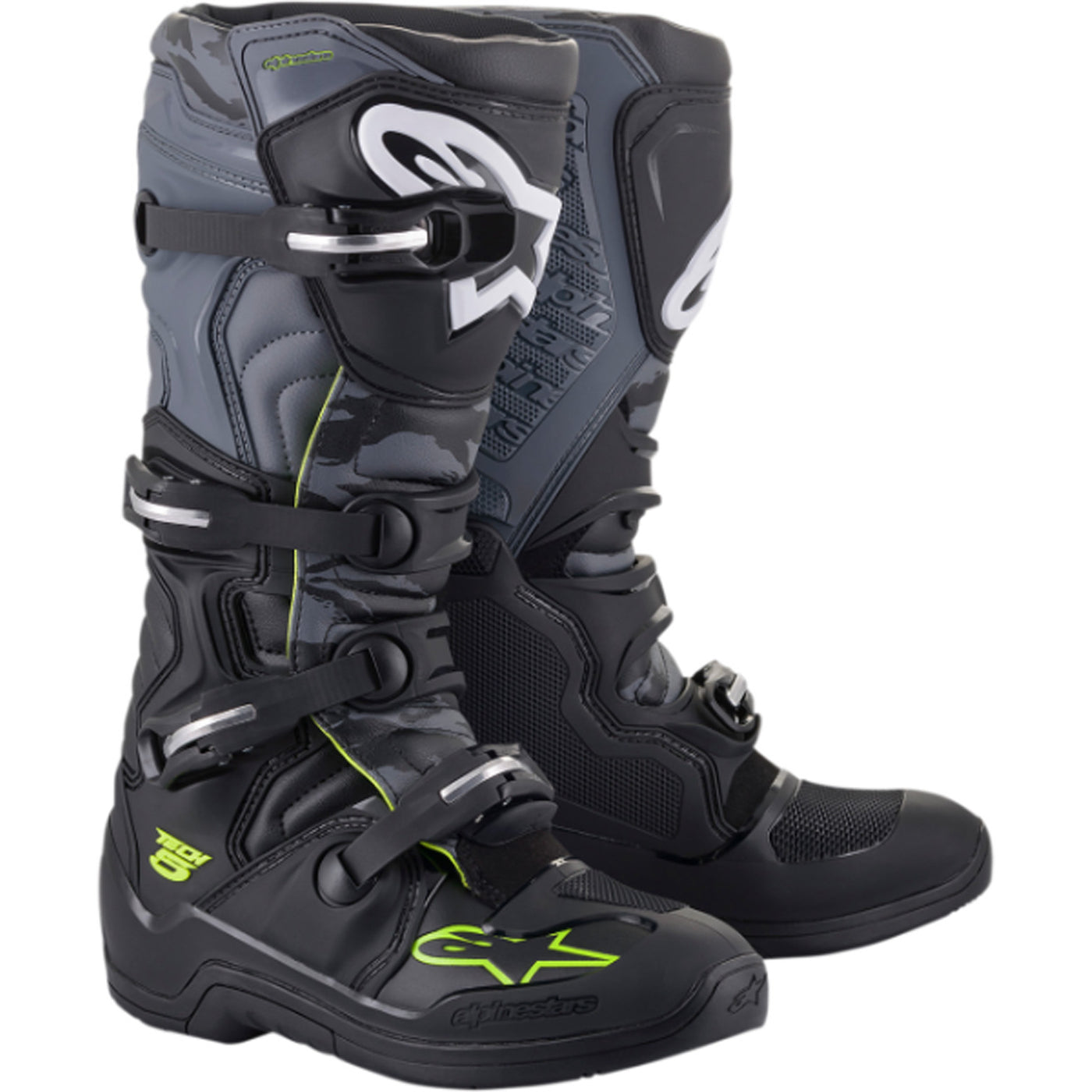 Alpinestars Tech 5 MX Boots Black/Gray - Front Side View of Pair