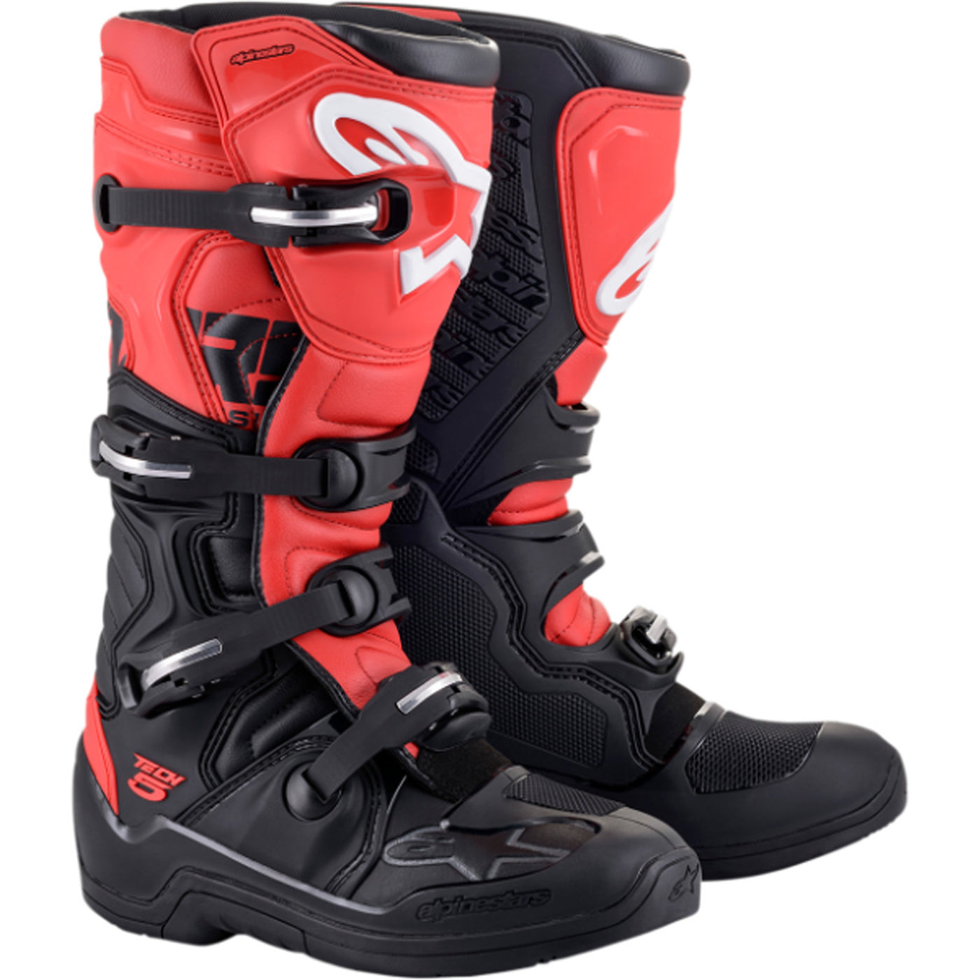 Alpinestars Tech 5 MX Boots Black/Red - Front Side View of Pair