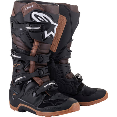 Alpinestars Tech 7 Enduro Boots Black/Brown - Front Side View of Pair