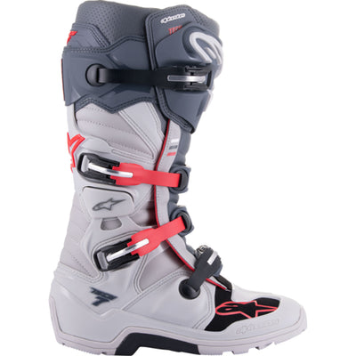 Alpinestars Tech 7 Enduro Boots Gray/Red - Outer Side View