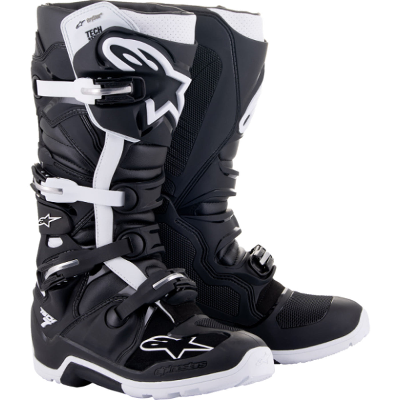 Alpinestars Tech 7 Enduro Drystar Boots Black/White - Front Side View of Pair