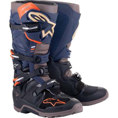 Alpinestars Tech 7 Enduro Drystar Boots Navy/Gray - Front Side View of Pair