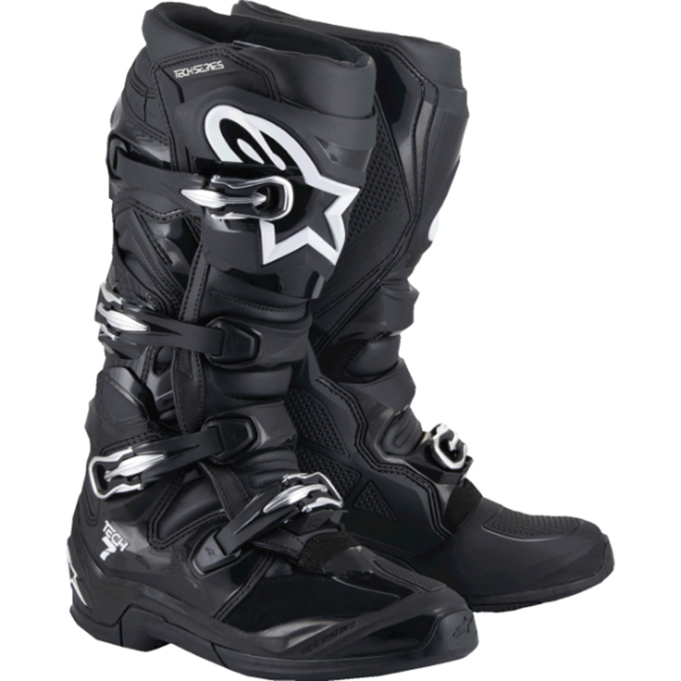 Alpinestars Tech 7 MX Boots Black - Front Side View of Pair