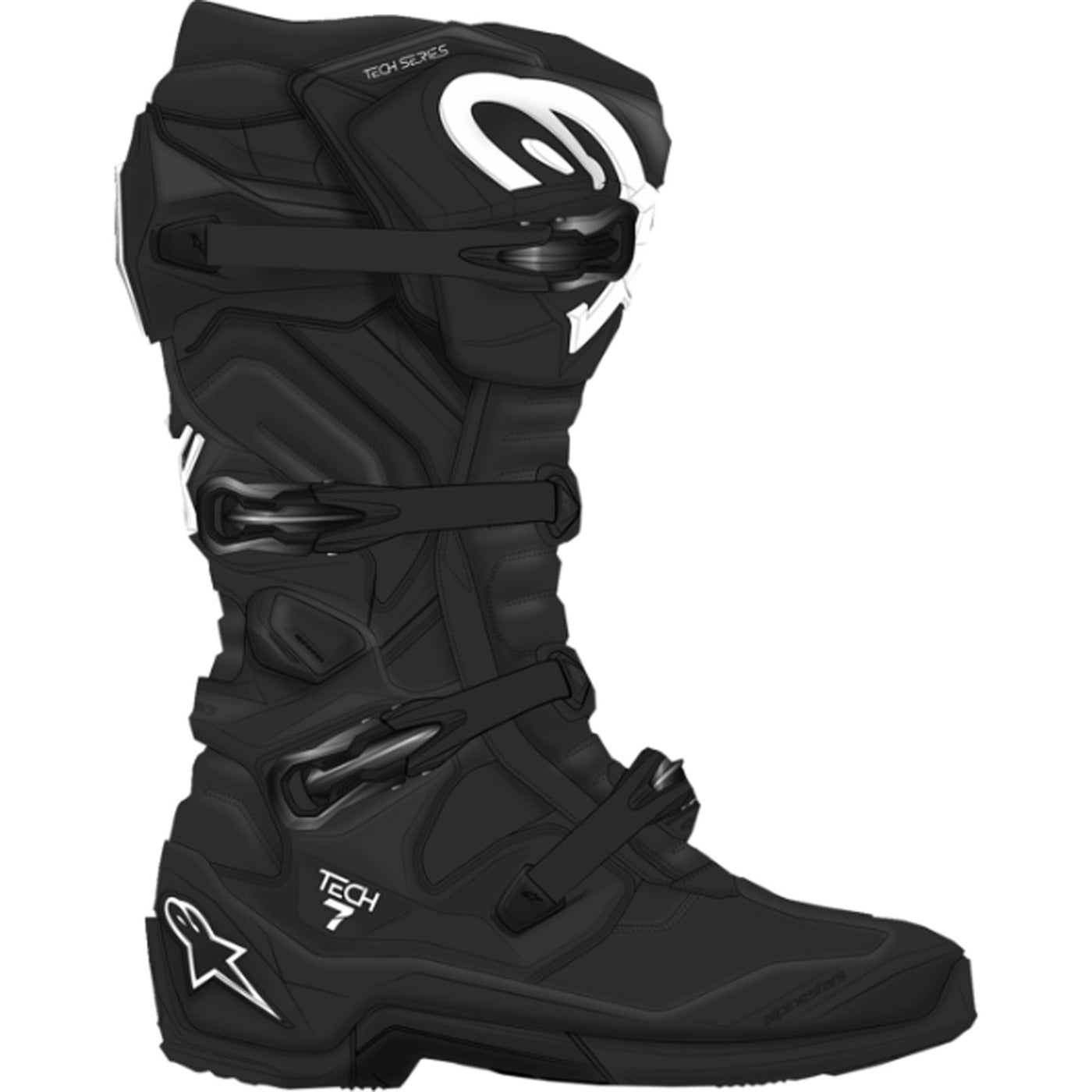 Alpinestars Tech 7 MX Boots Black - Outer Side View