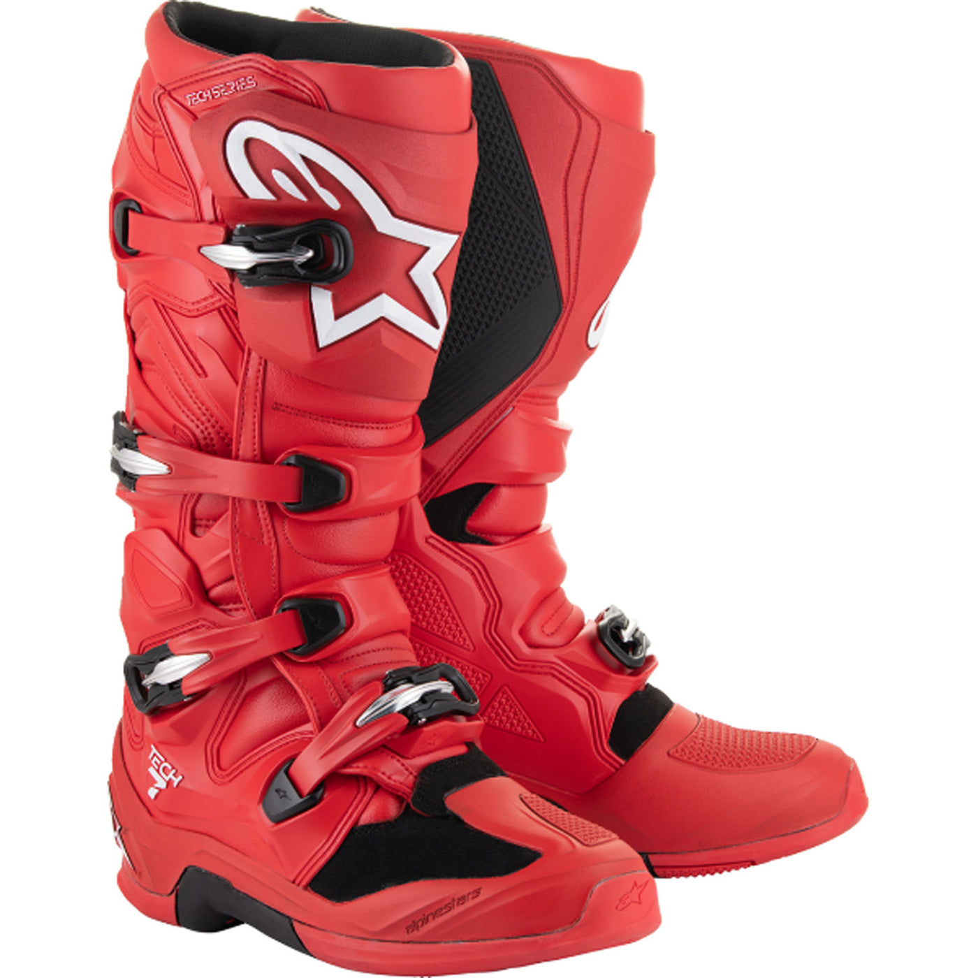 Alpinestars Tech 7 MX Boots Bright Red - Front Side View of Pair