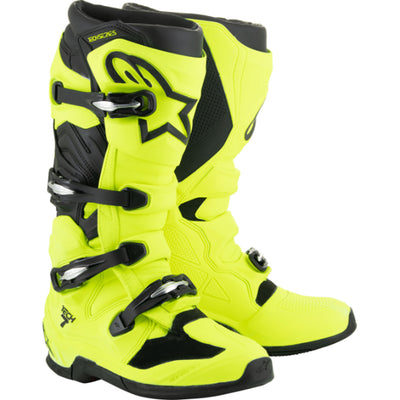 Alpinestars Tech 7 MX Boots Fluorescent Yellow - Front Side View of Pair