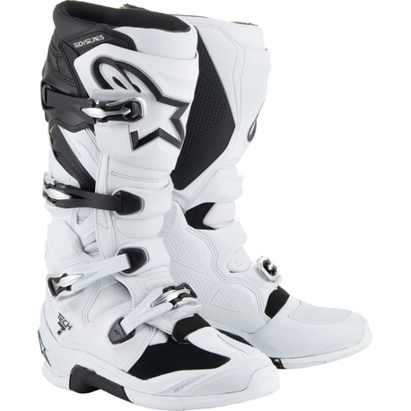 Alpinestars Tech 7 MX Boots White/Black - Front Side View of Pair