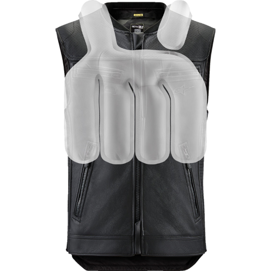 Alpinestars Tech-Air 3 v2 Canvas Vest Black - Front View with Overlay of Expanded Air Bag