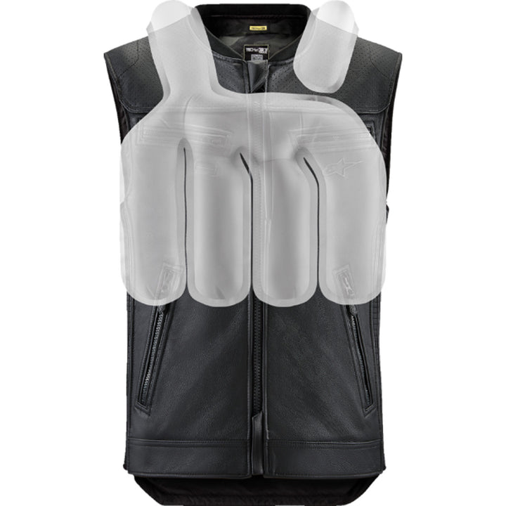 Alpinestars Tech-Air 3 v2 Canvas Vest Black - Front View with Overlay of Expanded Air Bag