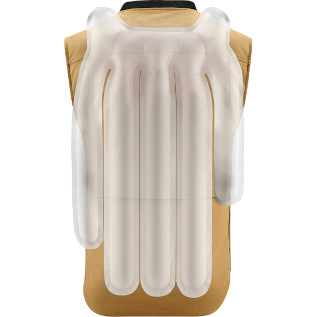 Alpinestars Tech-Air 3 v2 Canvas Vest Tan - Rear View with Overlay of Expanded Air Bag