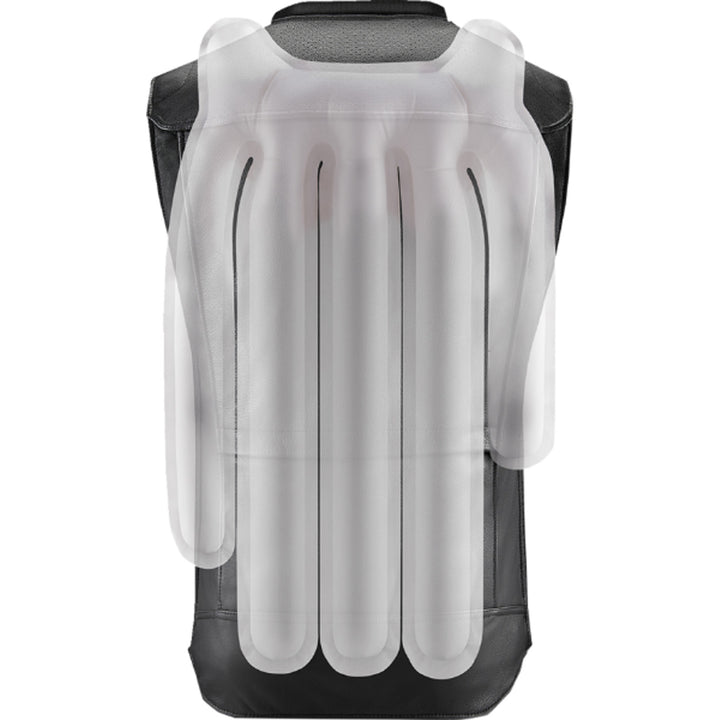 Alpinestars Tech-Air 3 v2 Leather Vest Black - Rear View with Overlay of Expanded Air Bag