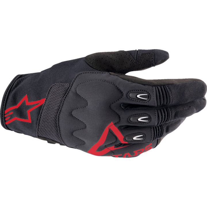 Alpinestars Techdura Gloves Falcon Fire Red/Black - Back of Hand View