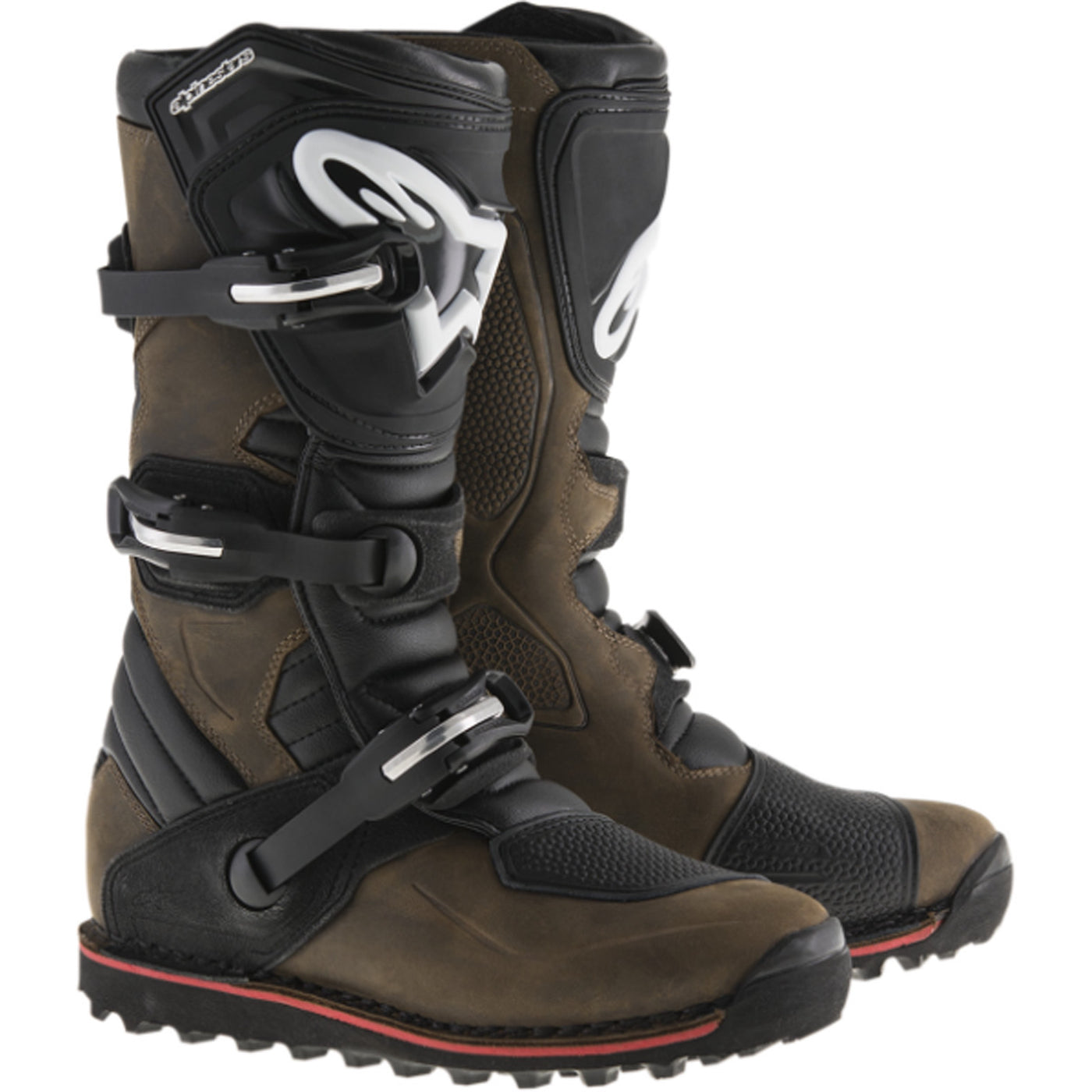 Alpinestars Tech-T Boots Brown/Black - Front Side View of Pair