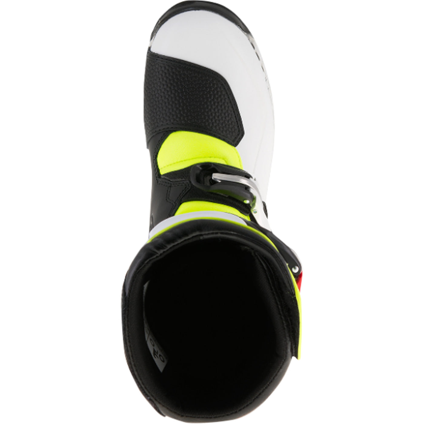 Alpinestars Tech-T Boots White/Red/Yellow Fluorescent/Black - Top Down View