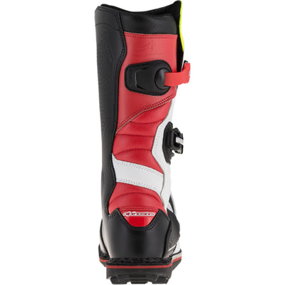 Alpinestars Tech-T Boots White/Red/Yellow Fluorescent/Black - Rear View