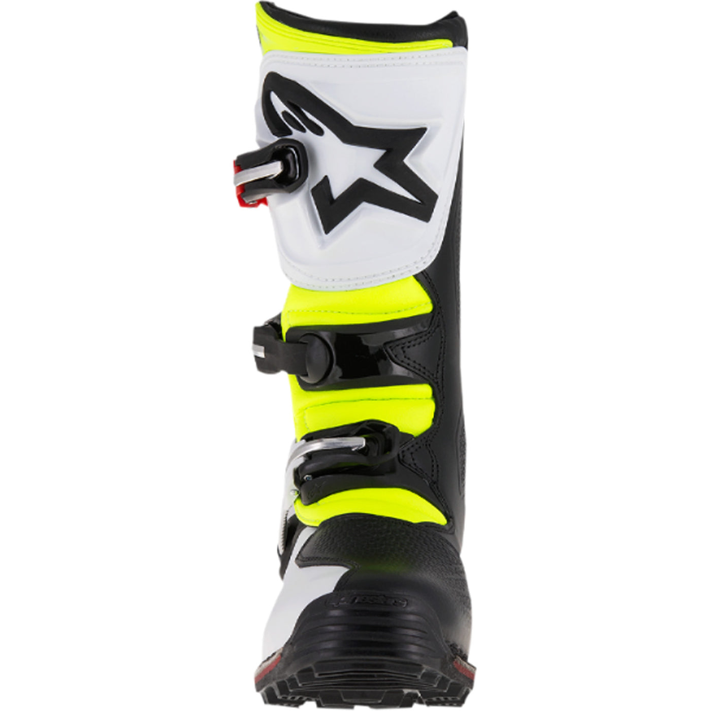 Alpinestars Tech-T Boots White/Red/Yellow Fluorescent/Black - Front View