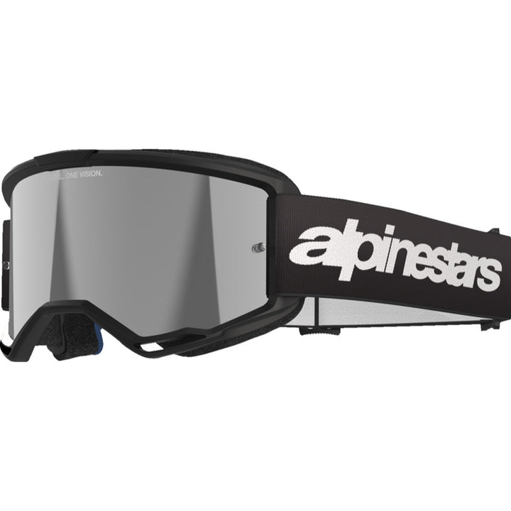 Alpinestars Vision 3 Wordmark Goggles - Mirror Black - Silver Mirror - Front Left Side View