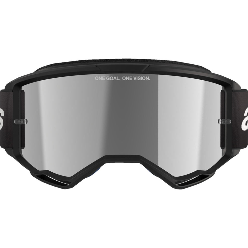 Alpinestars Vision 3 Wordmark Goggles - Mirror Black - Silver Mirror - Front View