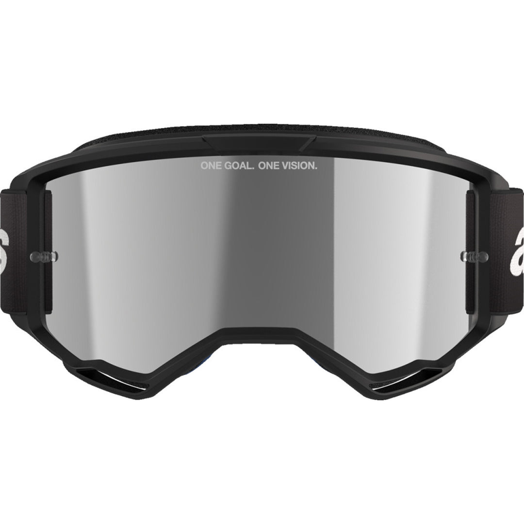 Alpinestars Vision 3 Wordmark Goggles - Mirror Black - Silver Mirror - Front View